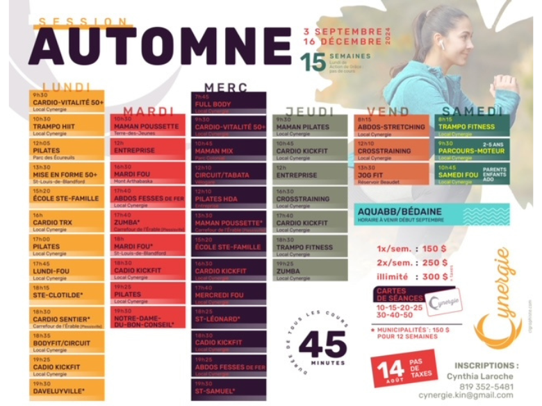 Une carte de 5 séances pour l'automne 2024